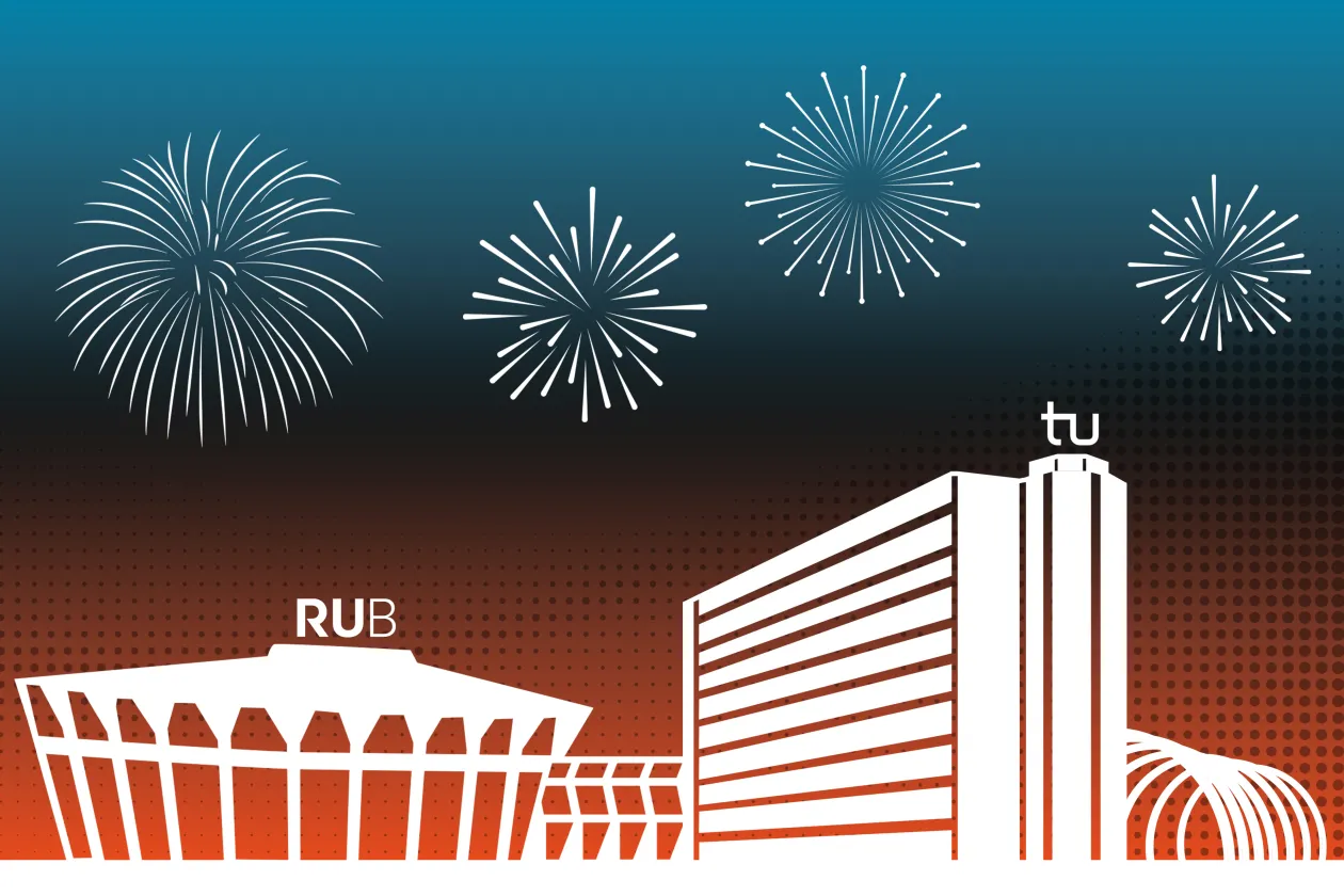 Grafik RUB und TU Dortmund mit Feuerwerk