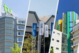 Collage von Universitätsgebäuden